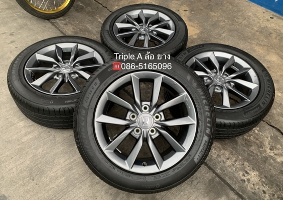 ล้อแม็กป้ายแดง Honda Civic FC รุ่นใหม่ล่าสุด ขอบ 16 สีเทากัน พร้อมน้องๆยางใหม่ 215-55-16 Michelin ปี 20 สวยกริ๊บๆ