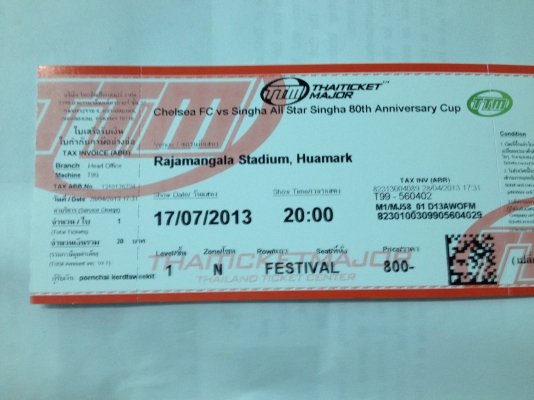 ขายตั๋วบอล chelsea vs singha all star