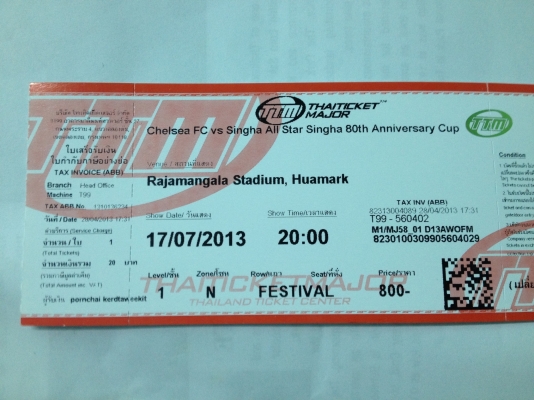 ขายตั๋วบอล chelsea vs singha all star