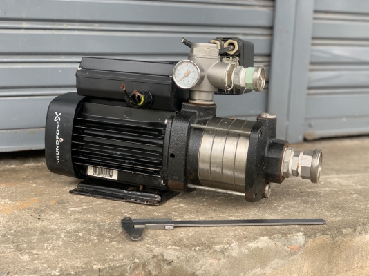 ขายปั๊มน้ำมัลติสเตจแรงดันสูง Grundfos 1160W(1.2HP.) 220V ไฟบ้าน ใบพัดสแตนเลส พร้อมชุดสวิทย์แรงดัน สภาพสวยใหม่ หมุนนิ่ม พร้อมใช้งาน ราคา 5,500 บาท