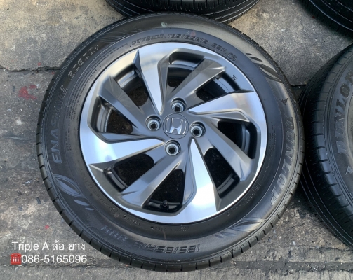 ล้อแม็ก Honda Mobilio ขอบ 15 พร้อมยาง 185-65-15 Dunlop ปี 18 สภาพสวย