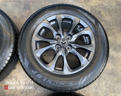 ล้อแม็ก Mazda 2 Skyativ ขอบ 15 สีดำ มิดไนท์ พร้อมยางน้องๆป้ายแดง 185-65-15 Dunlop ปี 19 สภาพสวย