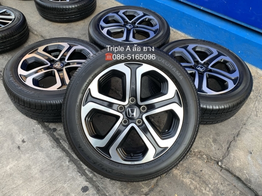 ล้อแม็ก Honda HRV ขอบ 17 ดำหน้าเงา พร้อมยางป้ายแดง 215-55-17 Yokohama ปลายปี 19 สวยๆ