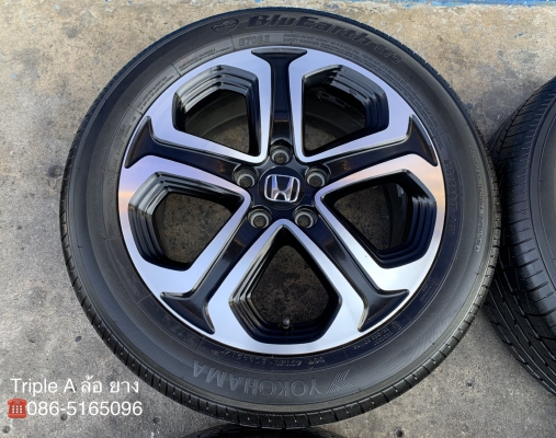 ล้อแม็ก Honda HRV ขอบ 17 ดำหน้าเงา พร้อมยางป้ายแดง 215-55-17 Yokohama ปลายปี 19 สวยๆ