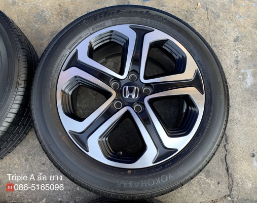 ล้อแม็ก Honda HRV ขอบ 17 ดำหน้าเงา พร้อมยางป้ายแดง 215-55-17 Yokohama ปลายปี 19 สวยๆ