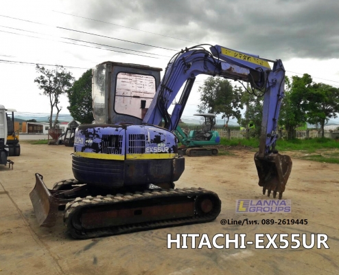 ขายรถขุด HITACHI-EX55UR เครื่องยนต์นิสสัน TD23 ,คอนโทรลน้ำมัน,ปั๊มนิ้ว, แทรคยาง, มีลายเจาะ รถเดิมๆเก