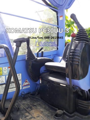 ขายรถขุดKOMATSU PC30UU-3 เครื่องยนต์Komatsu 3D84E, จำนวน 3 สูบ, คอนโทรลสั้น, ปั้มนิ้ว, แทรคยาง, มีใบ