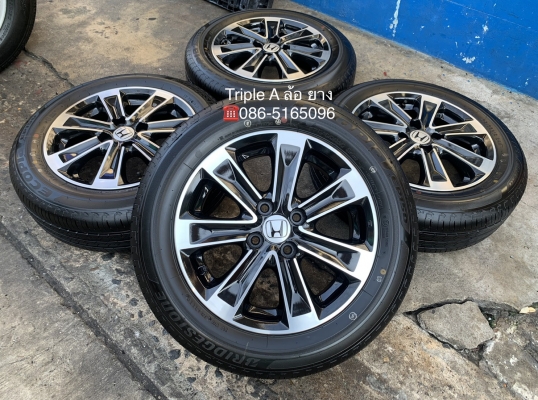 ล้อแม็ก Honda Jazz Hibrid ขอบ 15 ดำปัดเงา พร้อมยางใหม่ป้ายแดง 175-65-15 Bridgestone ปี 19 สวยกริ๊บๆ