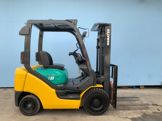 ขายรถโฟล์คลิฟท์มือสอง เสา 4.5 เมตร ชนิด 3 ท่อน เสาเข้าตู้ FSV ยกได้ 1.8 ตัน KOMATSU FD18T นำเข้าจากญ