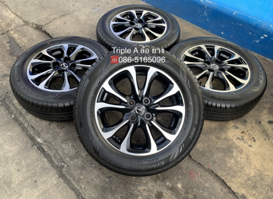 ล้อแม็ก Mazda 2 Skyativ ขอบ 15 สีดำปัดเงา พร้อมยางป้ายแดง 185-65-15 Dunlop ปี 19 สวยกริ๊บ