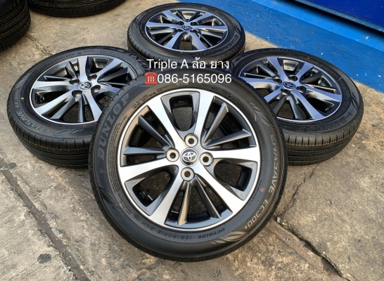 ล้อแม็กป้ายแดง Toyota Yaris Ativ ขอบ 15 สีเทาหน้าเงา พร้อมยางใหม่ป้ายแดง 185-60-15 Dunlop ปี 20 ใหม่ยกห้าง สวยกริ๊บ