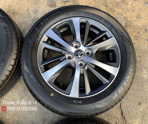 ล้อแม็กป้ายแดง Toyota Yaris Ativ ขอบ 15 สีเทาหน้าเงา พร้อมยางใหม่ป้ายแดง 185-60-15 Dunlop ปี 20 ใหม่ยกห้าง สวยกริ๊บ