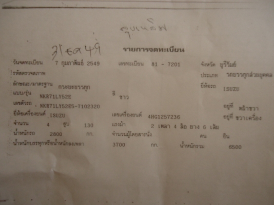 ขาย 6 ล้อ อีซูซุ NKR 130 แรงม้า ยาว 4.30 ม. ปี 2549 สภาพสวยจัดกว่า 90\% เครื่องดี พร้อมใช้ สนใจติดต่อได้ที่ 081-9972972 รหัสเครื่อง 4HG1257236 รหัสคัสซี NKR71LY52E5-7102320 ขาย 6 ล้อ อีซูซุ NKR 130 แรงม้า ยาว 4.30 ม. ปี 2549 สภาพสวยจัดกว่า 90\% เครื่องดี พร้อมใช้ สนใจติดต่อได้ที่ 081-9972972 รหัสเครื่อง 4HG1257236 รหัสคัสซี NKR71LY52E5-7102320