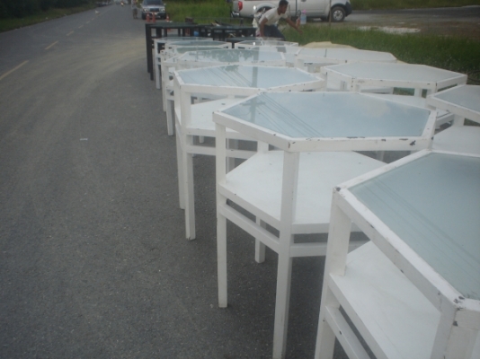 ขายโต๊ะกระจกหกเหลี่ยมของโรงแรมห้าดาวสวยครับตามรูปตัวละ1,200บาท