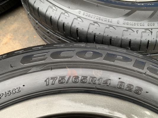ล้อแม็ก 4รู100 FOX Germany ขอบ 14 สีเทากัน พร้อมยาง 175-65-14 Bridgestone ปี 19 สวยๆ