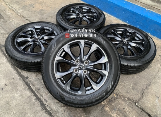 ล้อแม็ก Mazda 2 Skyativ ขอบ 15 สีดำ มิดไนท์ พร้อมยาง 185-65-15 Dunlop ปลายปี 17 สภาพดี