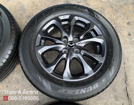 ล้อแม็ก Mazda 2 Skyativ ขอบ 15 สีดำ มิดไนท์ พร้อมยาง 185-65-15 Dunlop ปลายปี 17 สภาพดี