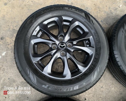 ล้อแม็ก Mazda 2 Skyativ ขอบ 15 สีดำ มิดไนท์ พร้อมยาง 185-65-15 Dunlop ปลายปี 17 สภาพดี