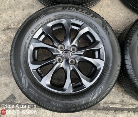 ล้อแม็ก Mazda 2 Skyativ ขอบ 15 สีดำ มิดไนท์ พร้อมยาง 185-65-15 Dunlop ปลายปี 17 สภาพดี
