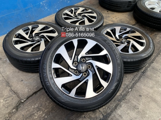 ล้อแม็ก Honda Civic FC ขอบ 16 สีดำหน้าเงา พร้อมยาง 215-55-16 Dunlop ปี 17