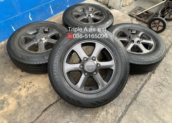 ล้อแม็ก ISUZU D-Max ขอบ 16 สีเทาดำ แถมยาง 215-70-16 Bridgestone ปลายปี 15