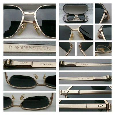 แว่นตาเทพเจ้าของชาวเยอรมันทศวรรษที่ 1990's  'โรเดนสต็อค ไททาเนียม'  เลนส์กระจกคริสตัล 'สีเขียวควันไฟ - สว่าง' บานพับสปริง 'โรดาเฟล็กซ์'  Authentic RODENSTOCK handmade in Germany