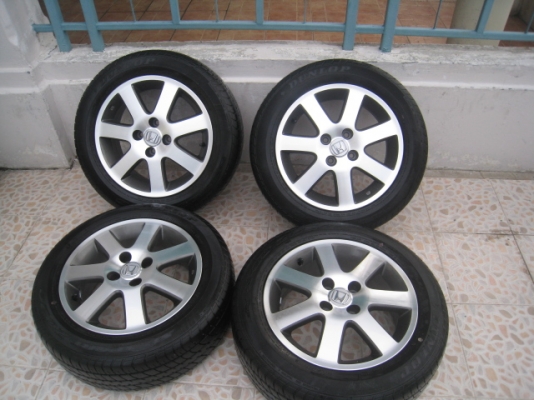 ขายล้อแม็ก civic 7ก้าน 15"x6" et45 4รู100 + ยางปี11 (081-3747940)