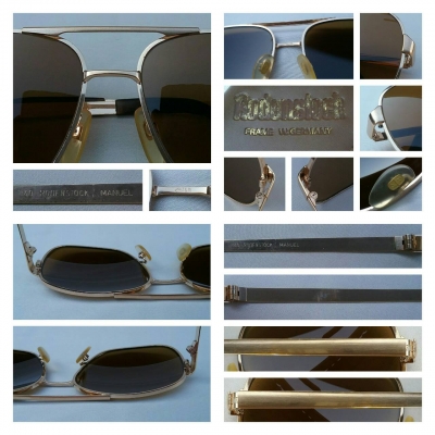 แว่นตาเทพเจ้าของชาวเยอรมันทศวรรษที่ 1960's  ราคาพิเศษ !  โมเดล 'สี่เหลี่ยม - นักบิน - คลาสสิค'  เลนส์กระจกคริสตัล 'น้ำตาล - ชา - สว่าง'  Vintage RODENSTOCK handmade in Germany