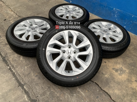 ล้อแม็กป้ายแดง Honda New Jazz ตัวรองท็อป ขอบ 15 พร้อมยางใหม่ป้ายแดง 175-65-15 Bridgestone ปลายปี 19 สวยกริ๊บ