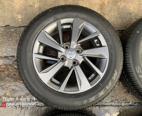ล้อแม็ก Nissan Almera Sportech ขอบ 15 พร้อมยางป้ายแดง 175-65-15 Maxxis ปี 20 สภาพสวย