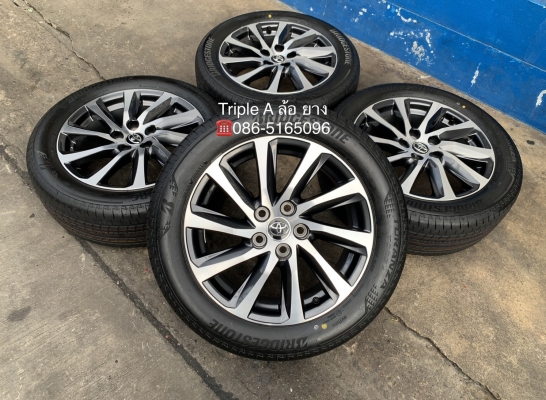 ล้อแม็ก 5รู114 Toyota ขอบ 17 เทาหน้าเงา (Made in Japan) พร้อมยางใหม่ 215-55-17 Bridgestone สวยๆ