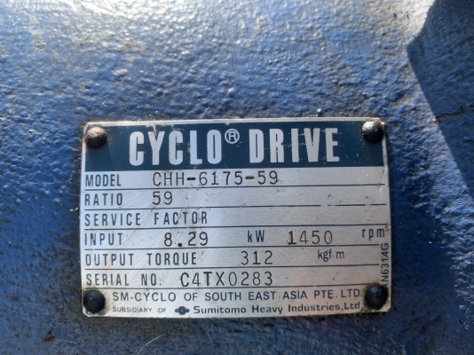 ขายหัวเกียร์ทดรอบ Cycrodrive Sumitomo อัตราทด 1:59 สภาพดี made in Japan ตัวใหญ่แรงบิดเยอะ ใส่กับมอเตอร์ 15-20แรงม้า มีรอบเชื่อม 1จุด หมุนนิ่ม พร้อมใช้งาน