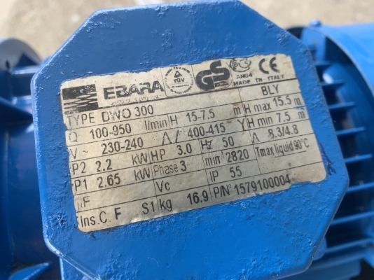 ขายปั๊มน้ำหัวสแตนเลส รุ่นเน้นปริมาณน้ำ Ebara 3HP. 380V made in Italy ขนาดเข้า 2.5นิ้ว ออก 2นิ้ว สภาพสวยเดิมๆ(ทำสีใหม่) หมุนนิ่ม พร้อมใช้งาน ราคา 7,800 บาท