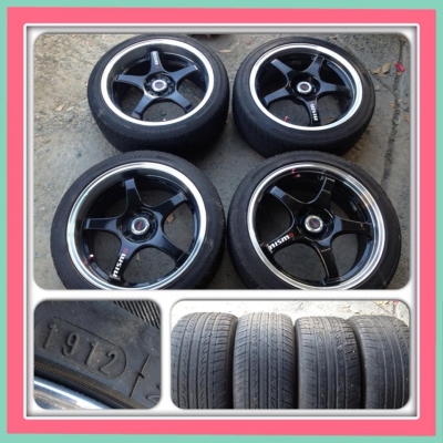 ขายแม็กมือ2 ขอบ17 Nismo. สีดำขอบเงา 4รู100 พร้อมยางปี12 ราคา 12,500 บาท