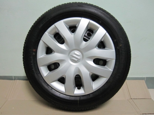 ขายยางพร้อมกะทะและฝาครอบรถ Suzuki Swift ยางป้ายแดงปี 13 ขอบ 15