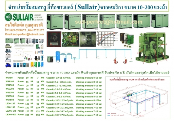 ปั๊มลมสกรู 7.5-500 แรงม้า 5.5-400 กิโลวัตต์ 7-13 บาร์ 630-75,050 ลิตร/นาที 22.2-2,473.8 ลูกบาศก์ฟุต/นาที