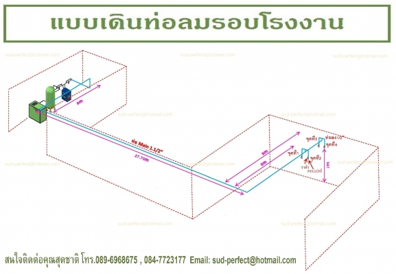 รับเดินท่อลม รับติดตั้งท่องลม รับติดต้ังปั๊มลมสกรู รับแก้ไขท่อลมรั่ว รับออกแบบระบบลม - Piping