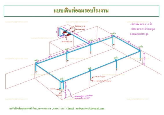 รับเดินท่อลม รับติดตั้งท่องลม รับติดต้ังปั๊มลมสกรู รับแก้ไขท่อลมรั่ว รับออกแบบระบบลม - Piping
