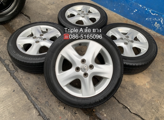 ล้อแม็ก Toyota Vios Yaris ลาย 5 ก้าน ขอบ 15 พร้อมยาง 185-60-15 Dunlop ปลายปี 15