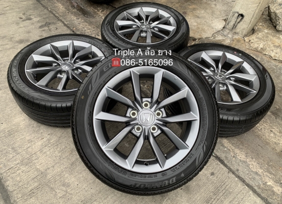 ล้อแม็กป้ายแดง Honda Civic FC รุ่นใหม่ล่าสุด ขอบ 16 สีเทากัน พร้อมยางใหม่ป้ายแดง 215-55-16 Dunlop ปลายปี 19 สวยกริ๊บๆ
