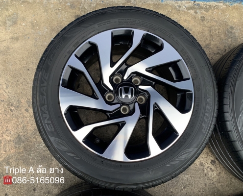 ล้อแม็ก Honda Civic FC ขอบ 16 สีดำหน้าเงา พร้อมยาง 215-55-16 Dunlop ปลายปี 17