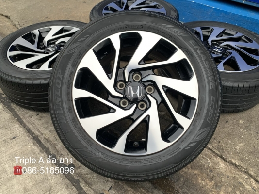 ล้อแม็ก Honda Civic FC ขอบ 16 สีดำหน้าเงา พร้อมยาง 215-55-16 Dunlop ปลายปี 17