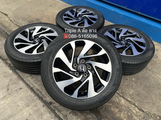 ล้อแม็ก Honda Civic FC ขอบ 16 สีดำหน้าเงา พร้อมยาง 215-55-16 Dunlop ปลายปี 17