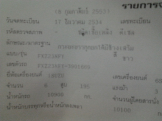 ขาย 10ล้อ2เพลาดั๊ม ISUZU ROCKY240โบ แม่2เพลาดั๊มFXZ23NFY หัวขาว วางเครื่อง6SD1 โบนอก 240 แห้งๆแรงจัด ไม่มีเยิ้ม เกียร์อีตั้น ช่วงล่างแน่น คัสซีใหญ่สวย ไม่ผุไม่บวมไม่ดาม กระบะดั๊มข้างเนียมสภาพดี หัวบางดี ภายในดี กระจังหน้ามีให้ ยางดี10เส้น พร