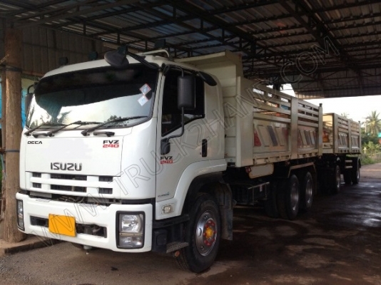 รถบรรทุกพ่วงดั๊มพ์ แม่-ลูก ยี่ห้อ ISUZU DECA FCZ 240 แรงม้า สอบถามข้อมูลเพิ่มเติมติดต่อที่ เบอร์โทร 085-201-6605