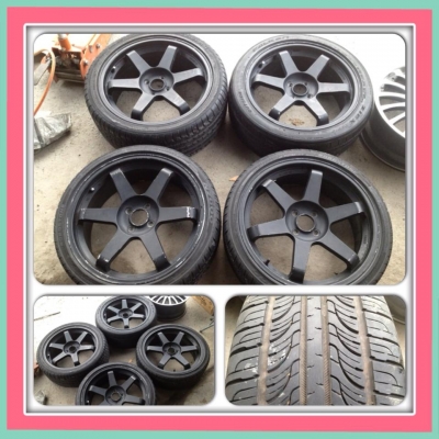 ขายแม็กมือ2ขอบ18. ลายTE37 4รู100+ ยาง2เส้น ราคา7900 บาทถูก