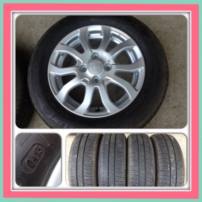 ขายแม็กเดิมป้ายแดง15 Honda Brio Amaze + ยางปี13 ราคา 7,300 บ.ถูก