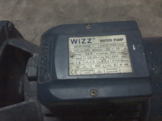 ปั้มน้ำ2นิ้ว WIZZ ใช้ไฟบ้าน220 V. พร้อมใช้ลองแล้วเสียงไม่ดังรอบจัด