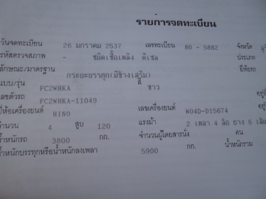 ขายรถ6ล้อฮีโน่FCช่วงยาว5.50เครื่อง120แรง สภาพดีพร้อมใช้งานคับ