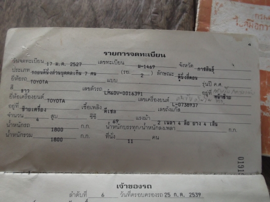 เล่มทะเบียน ฝากขายมานะครับ